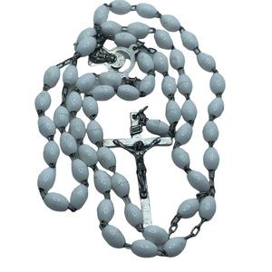 Vintage white Rosary Made In Italy First Communion  Catholic